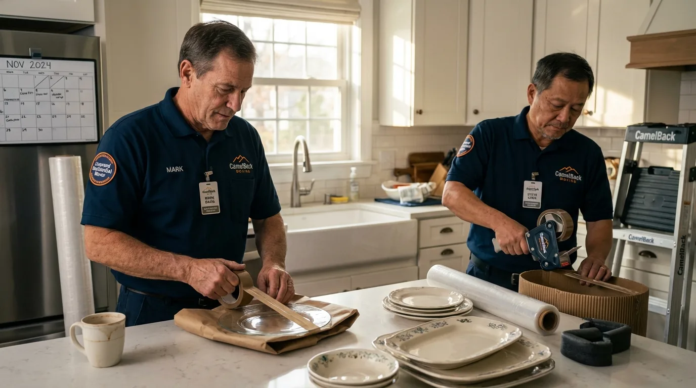 Professional crew packing kitchen dishware in Radcliff, KY